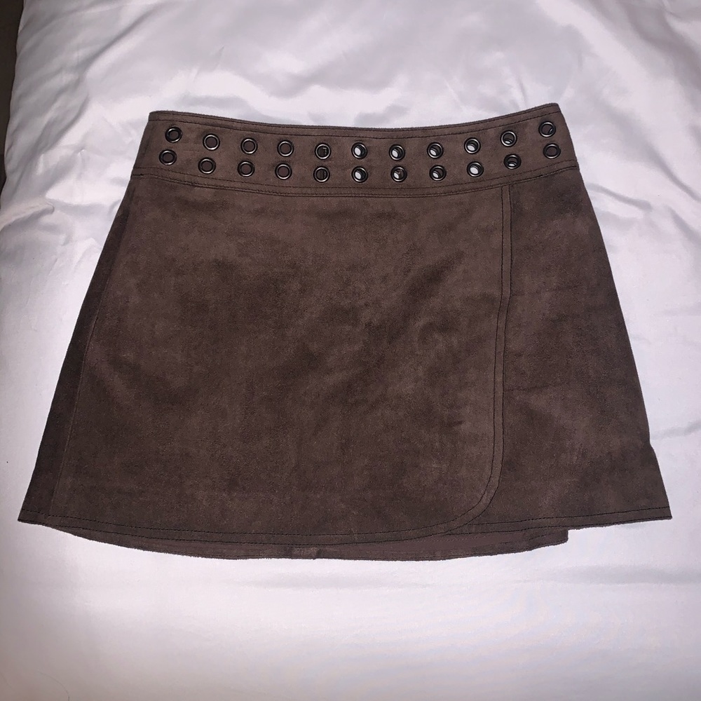 Suede mini skirt
